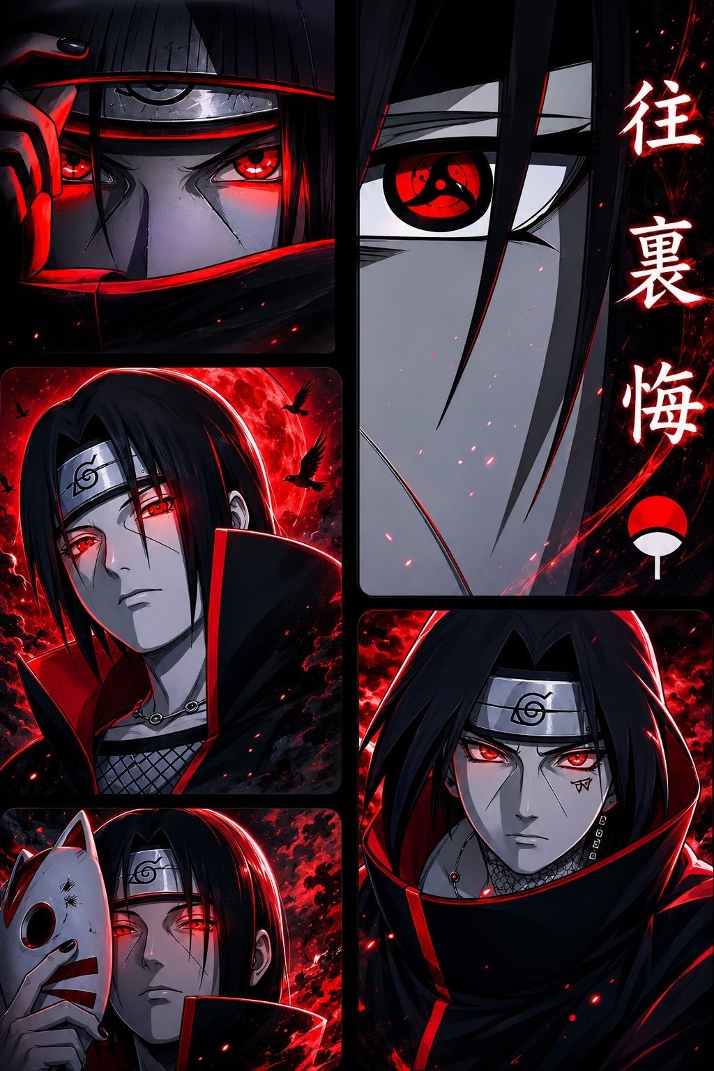 Planche manga sur aluminium, tons rouge et noir